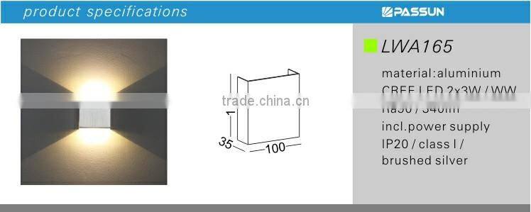 pure aluminum 2*3w ra90 340lm led surface wall light