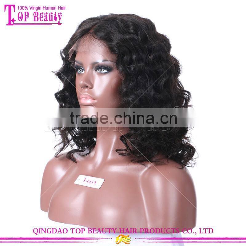 Luffy hair manufacturer wholesale lace front wig brazilian human hair 14inch 150% short curly wig for black women