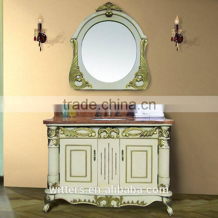 WTS-1577 hot sale Luxury Italian traditional solid wood bathroom vanity for 5 star hotel