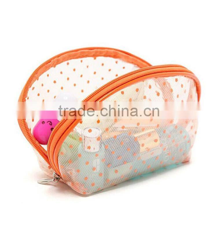customized fashion clear zipper lock shell shape transparent pvc cosmetic bag