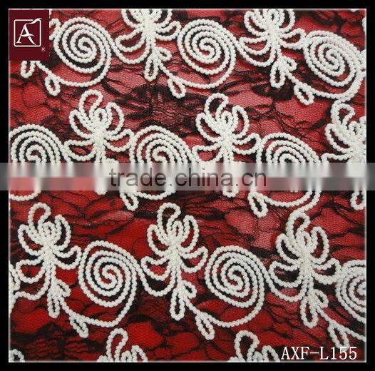 2013 fahion ribbon embroidery fabric on lace