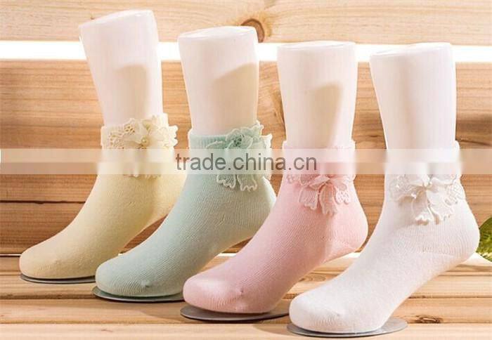Socks supplier Good quality ankle cotton customer lady size pink/white/green/yellow kids dress socks with big flower