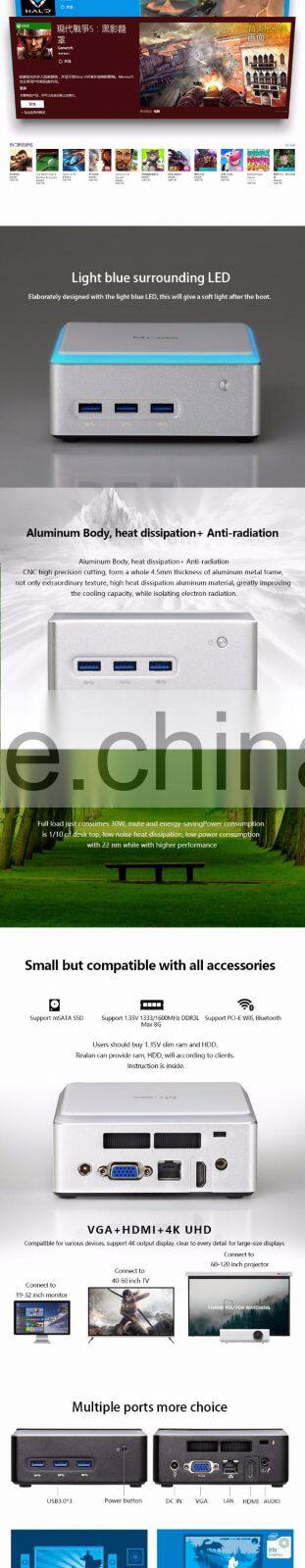Mini ITX intel Core i3 mini pc windows 10 sata i3 4010U 1.7 GHZ 300M WIFI Dual 4K resolution