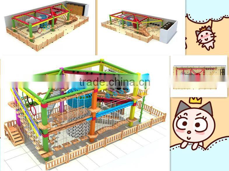 2015 New Fashion Kids Indoor Playground High Ropes Course Equipment For Sale