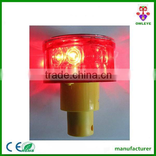 5 Years Warranty 12pcs Red Led Solar Warning Light For Road Cone