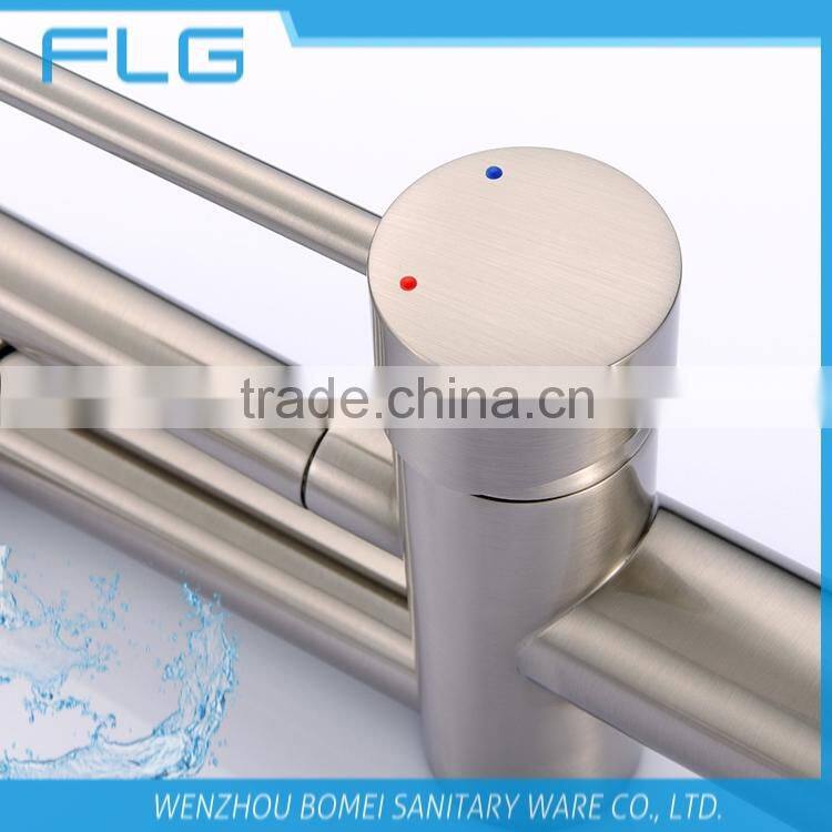 Commercial Style Lead Free Nickel Brushed UPC Pull Down And Rotating Spout Combined In One Kitchen Sink Faucet Mixer Tap FLG3763