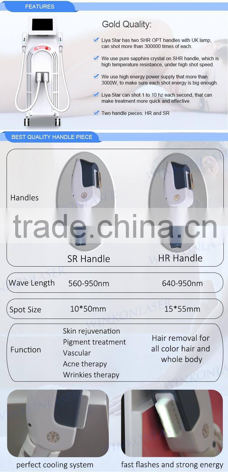 Most effective professional CE approval opt shr ipl elight hair removal machine with good heat dissipation