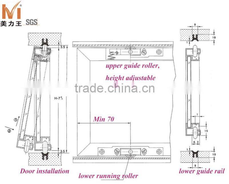 Internal Hanging Sliding Wardrobe Closet Glass Door Roller Fittings System