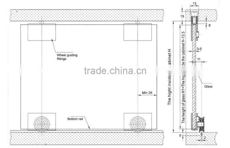 aluminum, steel and PA6 (nylon) accessories for glass sliding door