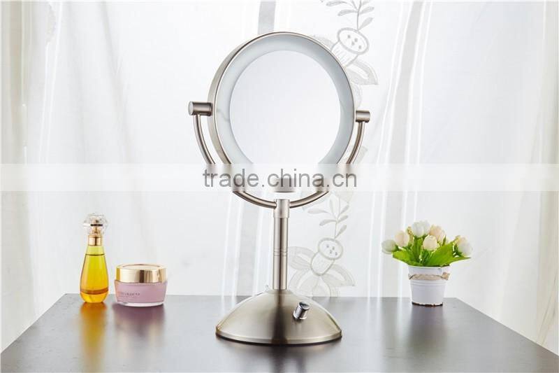 LED Wall Mount Mirror, Satin Nickel LED wall makeup mirror