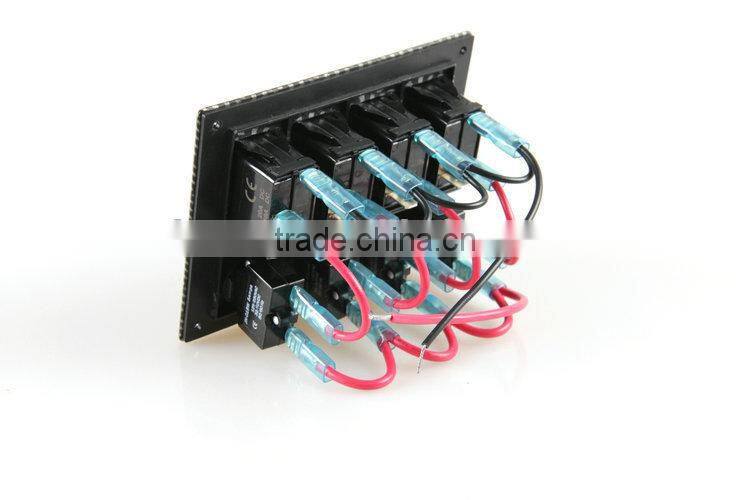 4 GANG On Off Rorcker Switches Panel with Breaker back