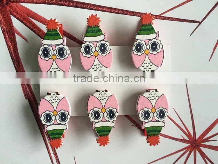 wooden decoration wooden pegs,decoration clips owls pegs gifts