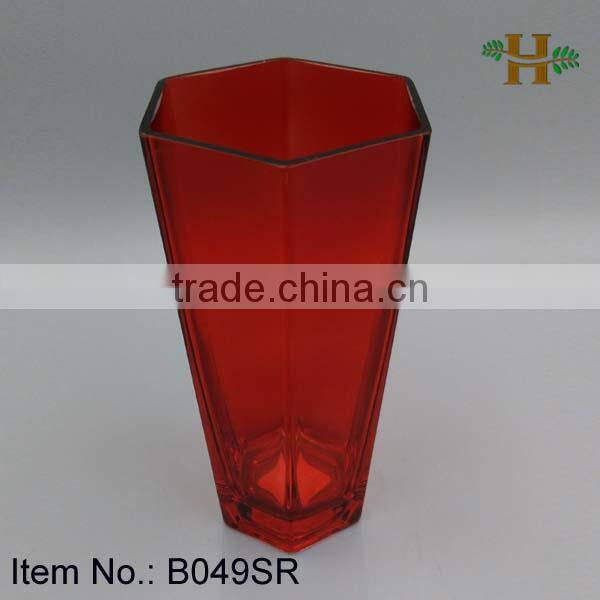 Six-side Polygon Red Flower Vase