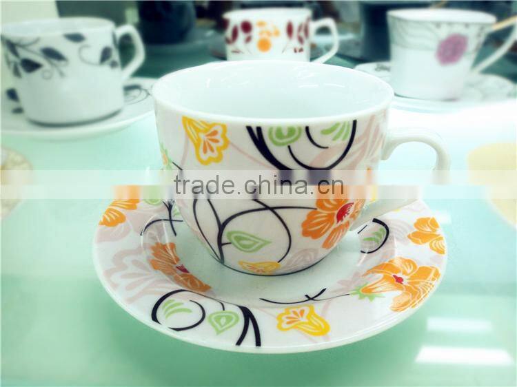 Flower Porcelain Ceramic tea cup and saucer bulk for drinking