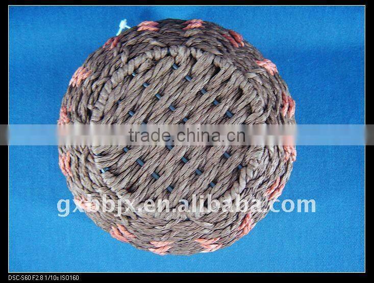 Brown round paper rope woven iron frame sundries storage box