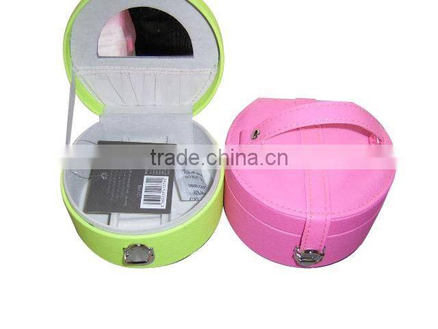Small Portable Travel Mirrored Handle Jewelry Box With Lock