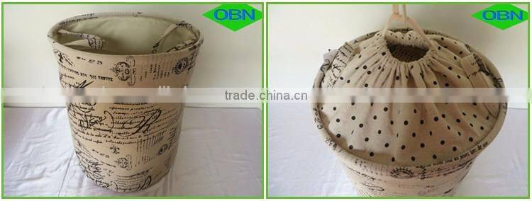 Handled fabric foldable laundry basket for dirty clothes