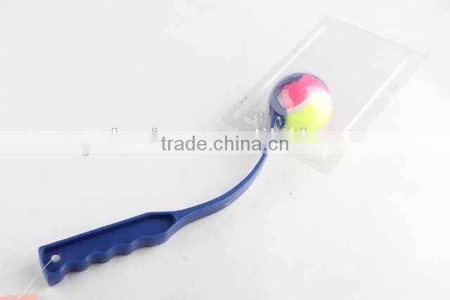 Pet toy tennis ball with long plastic handle/dog toy