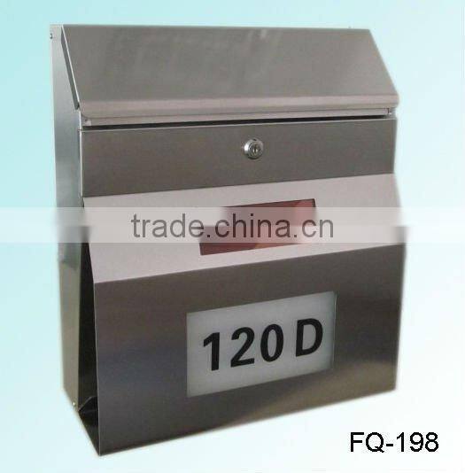 FQ-198 Modern house numbers light address numbers wall mounted stainless steel mailbox