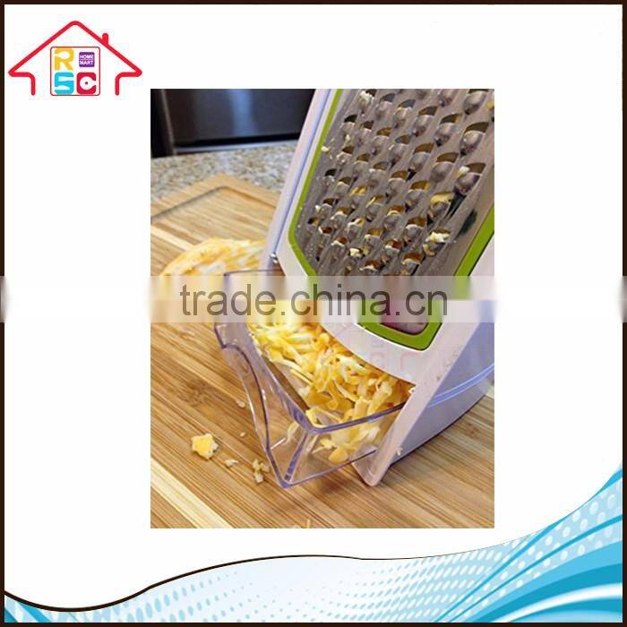 NBRSC New Design 3 In 1 Grater And Container Vegetable Cheese Grater With Interchangeable Stainless Steel Blades