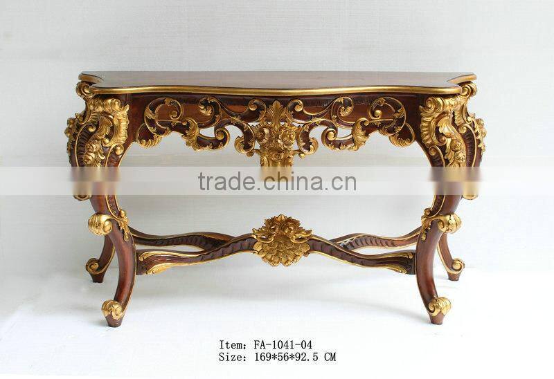Palace Style Brown and Gold Color Veneer Top Hobby Lobby Console Table