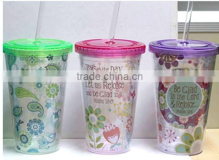 customer logo 16oz ps reusable plastic coffee cups for gift