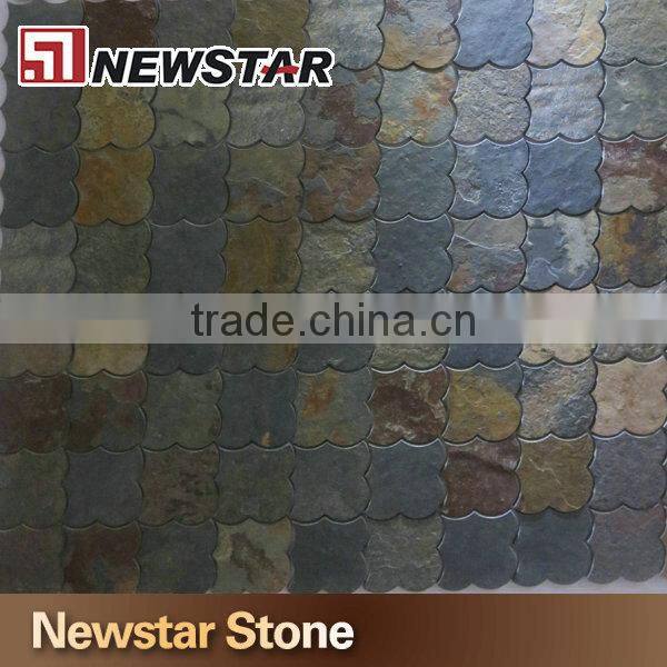 Newstar stone split surface slate fish scale mosaic tile for exterior wall