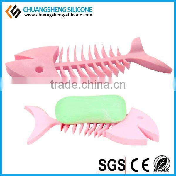 Fish shaped magnetic soap holder, eco-friendly silicone soap keeper for bathroom