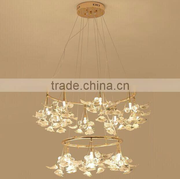 Royal Exquisite Handmade Porcelain and Crystal Green Floral Chandelier for Dining Room BF12-04284b
