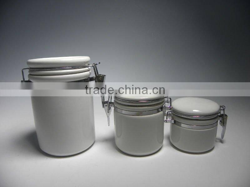 ceramic canister set with stainless steel spoon