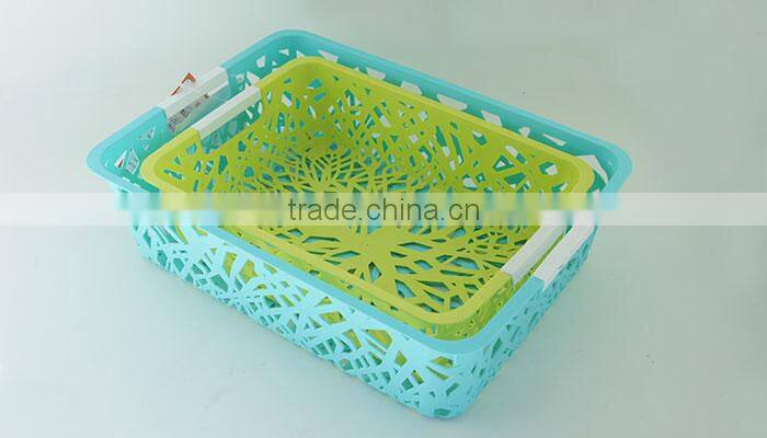 Bathroom organizing cheap large rectangular plastic basket with handle