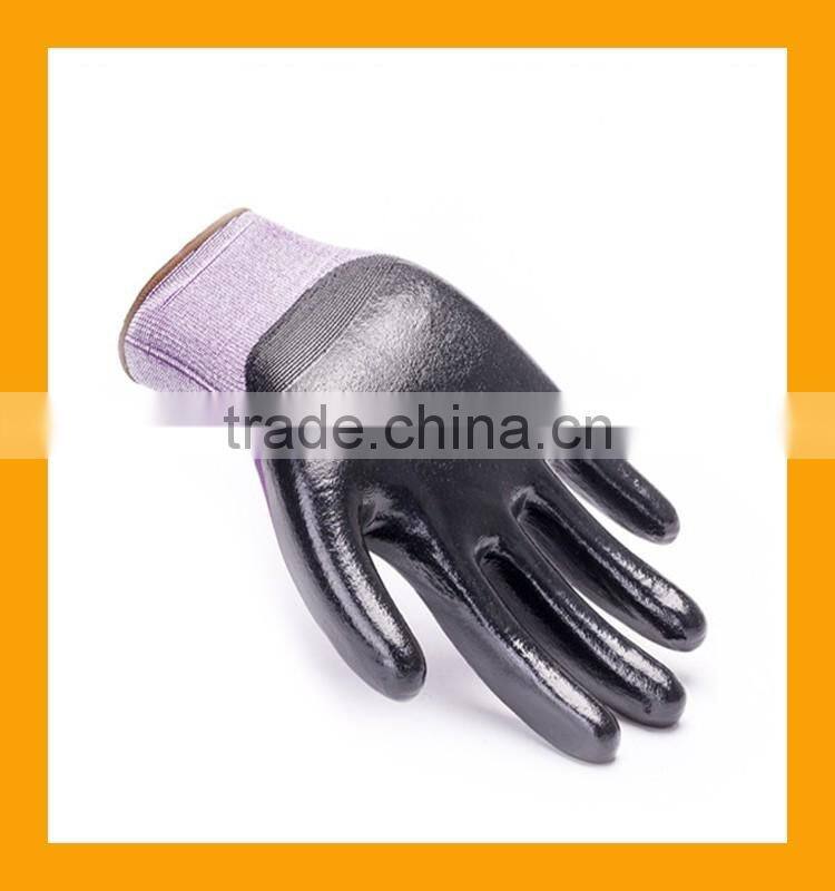 ZMSAFETY 18Gauge High Elastic Nylon Nitrile Gloves Half Dipped Black Nitrile Gloves Thin Nitrile Work Gloves