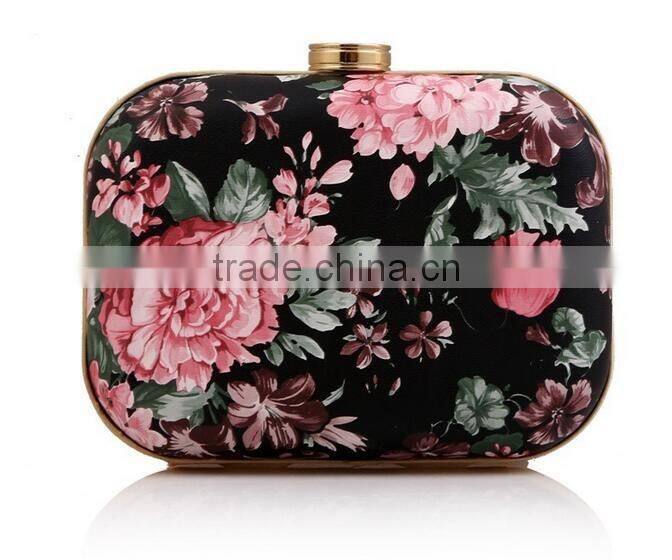 flower colorful printed party bag lady fancy clutch bag