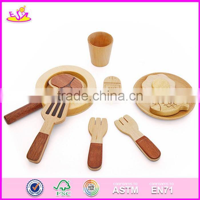 2017 New design preschool toddlers natural wooden dinner set toys W10B178