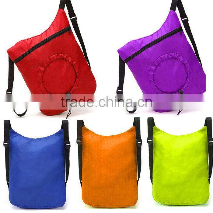 Customized shape design foldable packaging backpack outdoor folding cinch rucksack