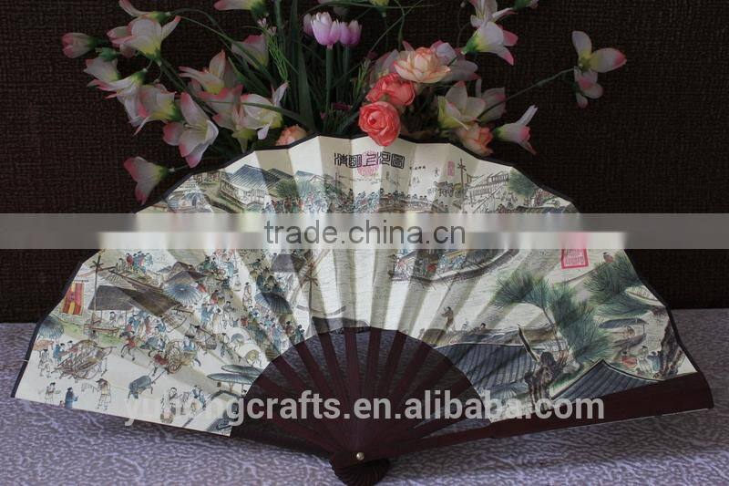 Elegant and high quality bamboo silk fan for advertising