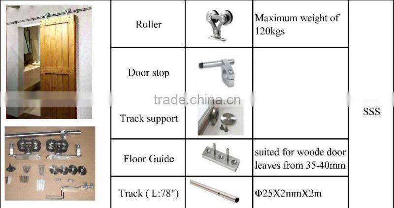 SUS304 European American Style Security Sliding Door Hardware Track And Roller Wheels Stop For Wooden Door