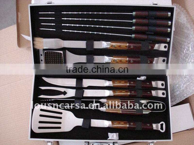 9pcs Rosewood Stainless Steel Tool Set into box