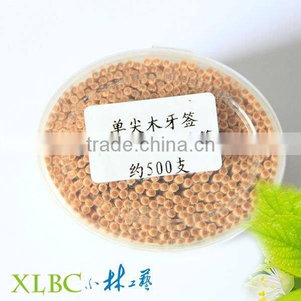 Nature 6.5cm*1.6mm PP egg shaped jar one point wooden toothpick