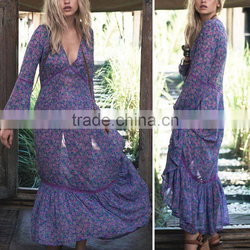 Off White Lace Trim Button Down Maxi Dress Long Frock Design HSd5221