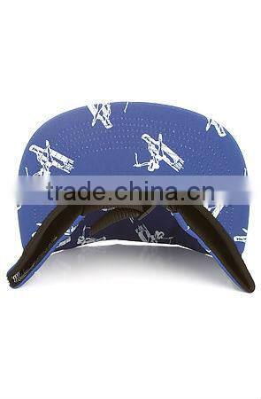 Blue flat brim floral custom print 5 panel mens caps