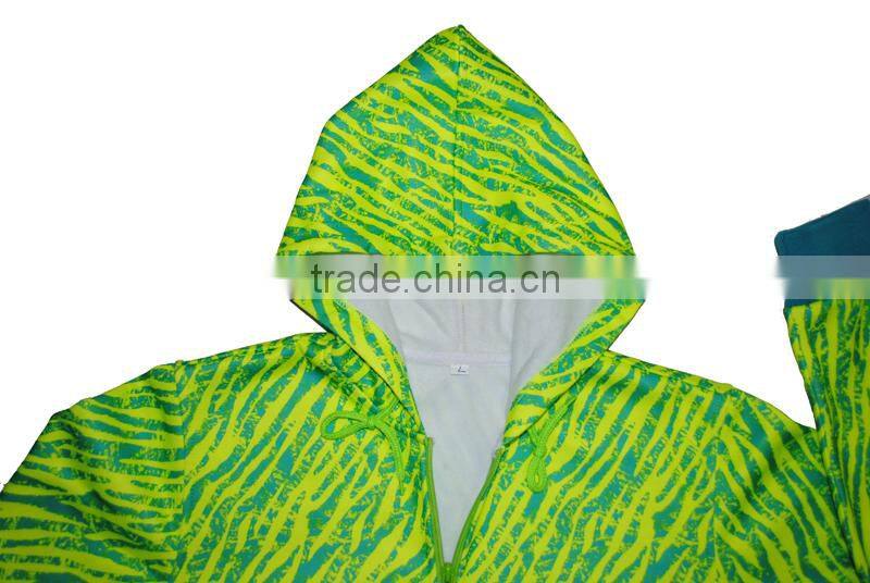 Professional Fleece Wear Manufacturer designs itself full print fleece hooded men casual jacket polyester ,240g brushed inside