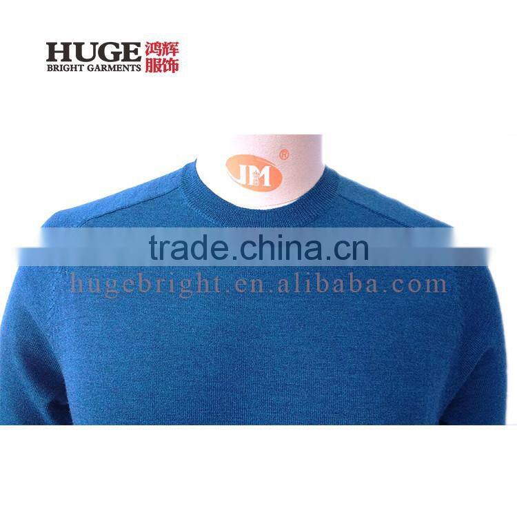 Normal Long Sleeve Round Neck 100% Merio Male Sweater Wool