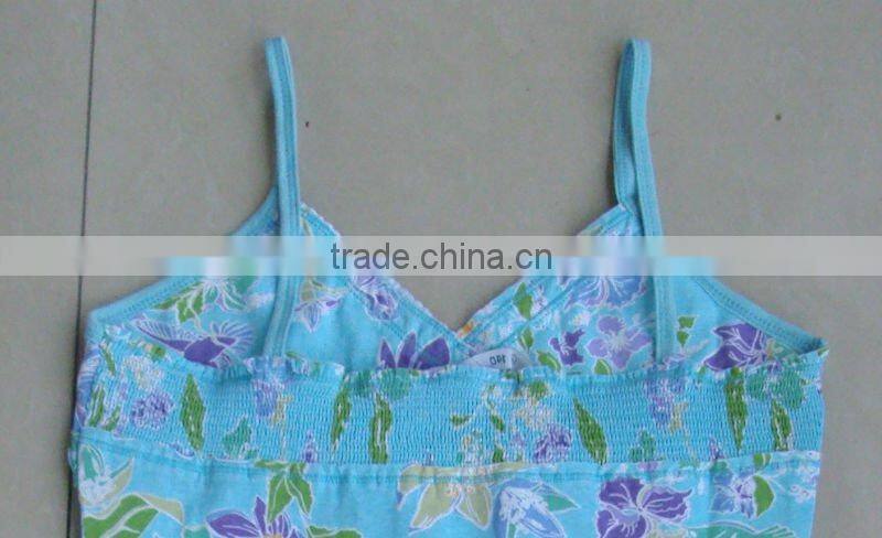 latest design cute allover printed Girls smoked dress