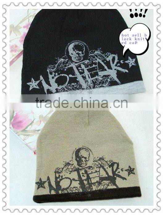 Fashion knitted winter cap and hat gorro with printed logo