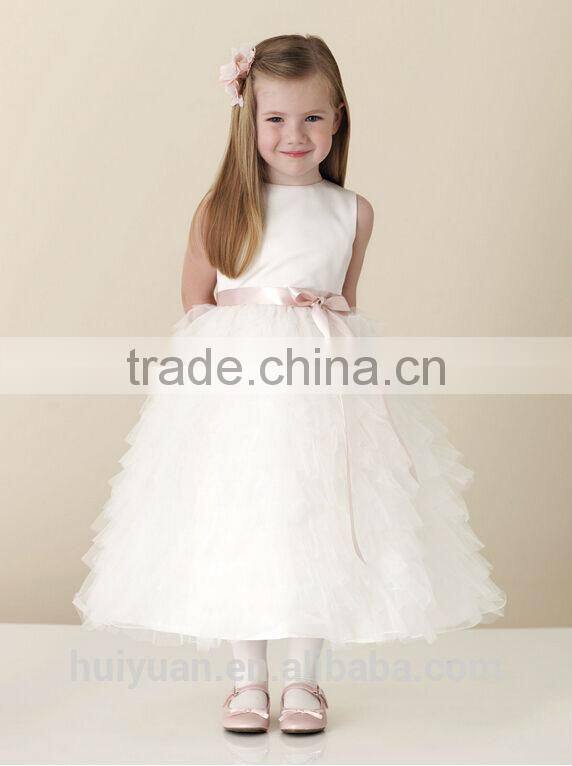 cute baby gown satin lace bow girl dresses long