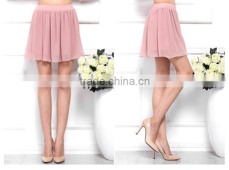2015 Latest Hot sell Fashion popular girls chiffon mature women short skirt