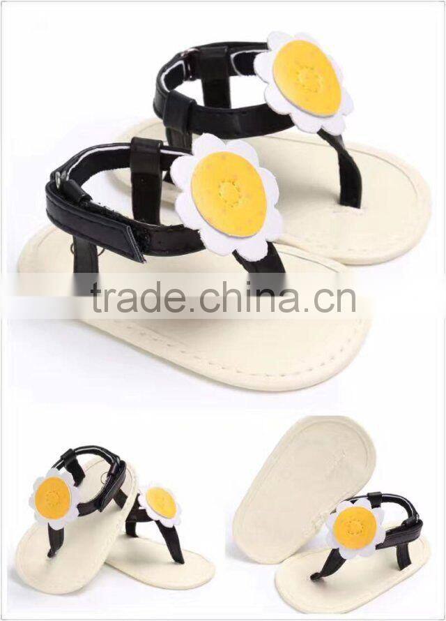 2017 cute Pink baby girl cool Sandals kid shoes baby girl summer Black child shoes white Flower casual beach party shoe