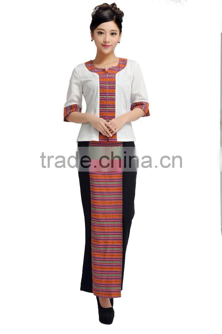 High quality custom made uniform unique hotel uniform/spa working uniform