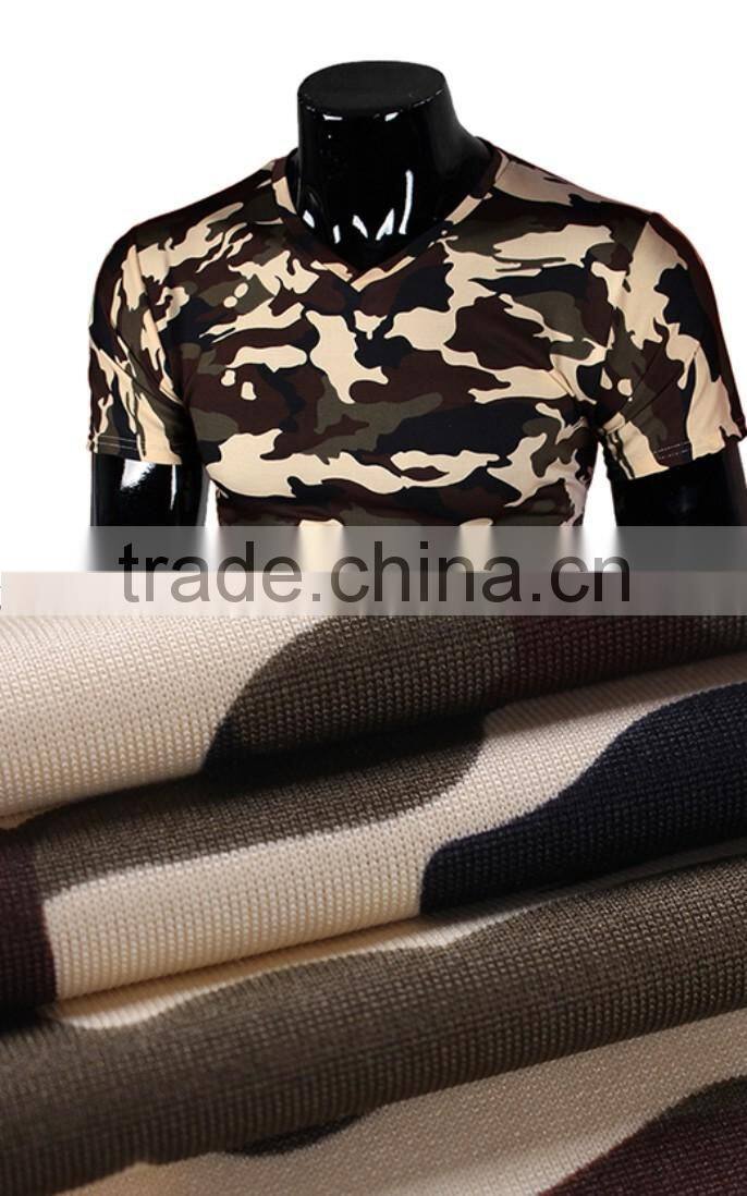 Wholesale Green Black Printing Short Sleeve Army Camo Tee Shirt